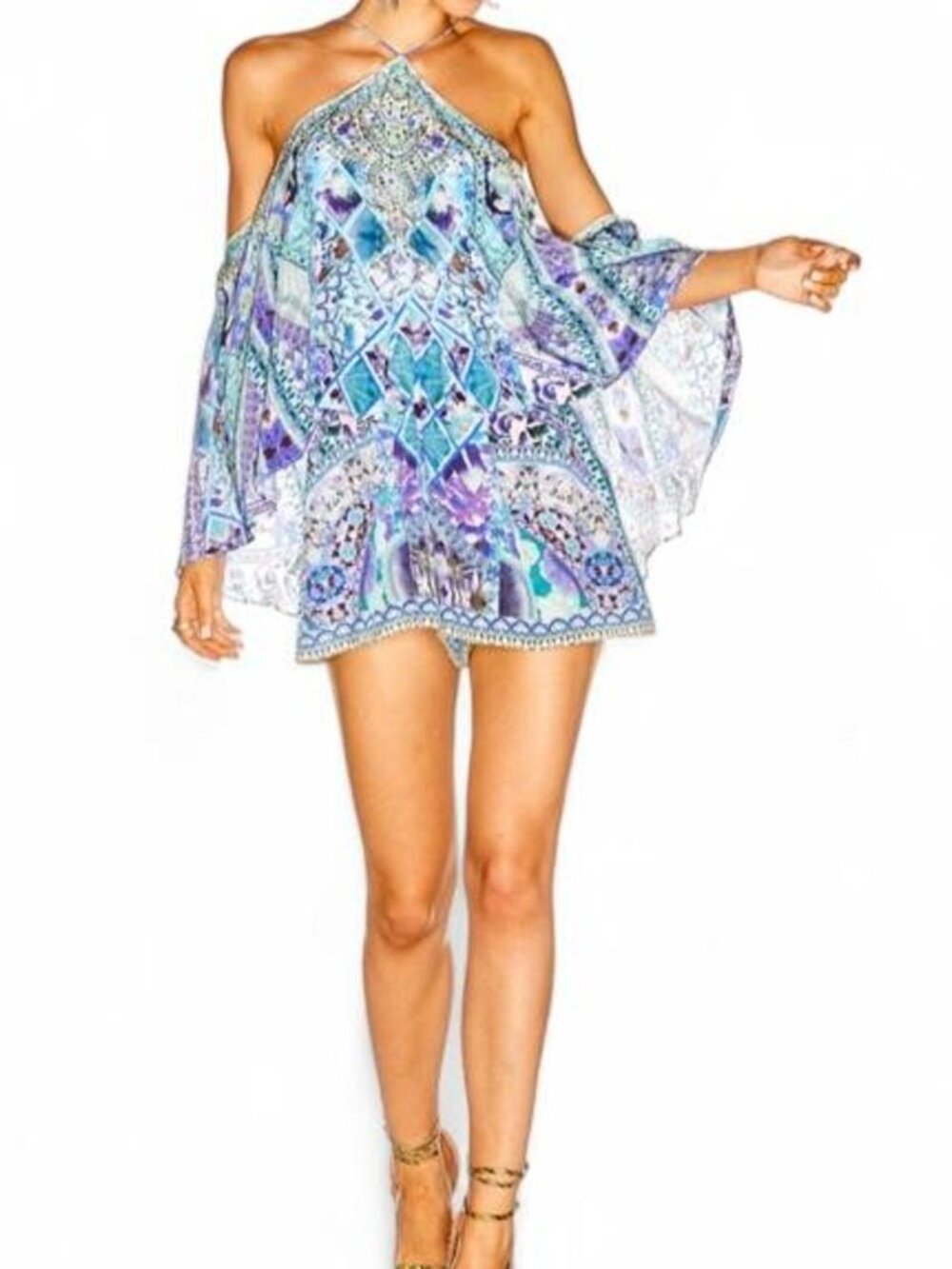 Camilla “The Blue Market” Halter Neck Layered Playsuit – NWT – Size Medium